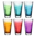 Produktbild: Leonardo Vario Struttura Trink-Gläser 6er Set, spülmaschinenfeste Gläser, bunte Trink-Becher aus Glas, farbiges Getränke-Set, 280 ml, 026845