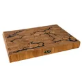 Produktbild: B4K® Hackblock aus Eiche 40x30x4 cm | Lichtenberg-Blitze Design | Premium Hirnholzbrett mit Griffen | Handgefertigtes Schneidebrett | Antibakteriell & Messerschonend