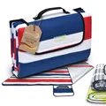 Produktbild: Beautissu XXL Picknickdecke Wasserdicht Isoliert Bella – Tragbare Stranddecke 200x200 cm kompakt – Strandmatte Outdoor Decke für Camping Wandern Reisen Schwimmbad – Picnic Blanket Campingdecke Blau