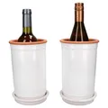 Produktbild: 2er Set Ton-Weinkühler + Untersetzer weiß lasiert Ø 12,5 cm H 21 cm Flaschen