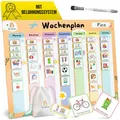 Produktbild: SpielLieb® Montessori Wochenplaner Kinder – Magnettafel 216 Magnete, beschreib- & abwischbar – Wochenplan Kinder ideal für Selbstständigkeit & Organisation – Wochenplaner