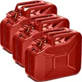 Produktbild: BW® Benzinkanister Metall 3x 10 Liter - Kraftstoffkanister Rot - RAL 3000 - TÜV-geprüft und UN-Zulassung - 0,9mm Stahl nach DIN 7274 für Benzin Diesel E10 2-Takt - Made in Europe
