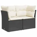 Produktbild: vidaXL Gartensofa mit Kissen 2-Sitzer, Sofa mit Staufach unter Sitzfläche, Terrassensofa mit abnehmbarem waschbarem Bezug, Gartenmöbel Terrassenmöbel, Schwarz Poly Rattan