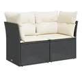 Produktbild: vidaXL Sofa, Gartensofa mit Kissen 2-Sitzer Schwarz Poly Rattan