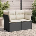 Produktbild: Gartensofa mit Kissen 2-Sitzer Schwarz Poly Rattan