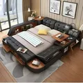 Produktbild: Multifunktion Betten Bett All in One Funktionsbett Sofa Doppelbett Schlafzimmer - Schwarz