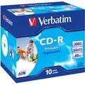 Produktbild: Verbatim CD-Rohlinge 43325, 700MB, bedruckbar, CD-R, 52-fach, Jewel Case, 10 Stück