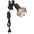 Produktbild: Bettleuchte klemmbar Klemmspot Industrial schwarz Leselampe mit Klemme für Bett, Käfig Diamant Form, 1x E14 Fassung, LxBxH 17x9,2x18 cm