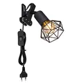 Produktbild: Bettleuchte klemmbar Klemmspot Industrial schwarz Leselampe mit Klemme für Bett, Käfig Diamant Form, 1x E14 Fassung, LxBxH 17x9,2x18 cm