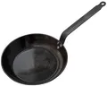 Produktbild: De Buyer „Carbone Plus“ Bratpfanne, rund, Lyoneser Form, mit vernietetem Flachstiel, Stahl, Schwarz , 20 cm