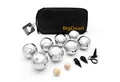 Produktbild: BigDean Spielball Boule Set mit 8 Boule Kugeln aus hochwertigem Edelstahl (Set, 1-St., 8 Spielkugeln, 2 Zielkugeln), Hochwertige Edelstahl Kugeln, 4 Designs leichtes erkennen der Kugeln