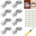 Produktbild: 8x Schrankscharniere 90° Vollauflage Silber, sanftes Schließen, verdeckte, la...