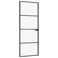 Produktbild: Innentür Schwarz 76x201,5 Cm Hartglas & Aluminium Schlank
