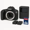 Produktbild: Canon EOS 2000D DSLR Gehäuse + Zubehörpaket: 2 Akkus, Doppellader, 16GB