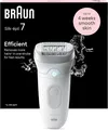 Produktbild: Braun Silk epil 7 Epilierer 7-011 Wet Dry breiter Aufsatz Ladyshaver Weiß Silber