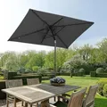 Produktbild: Sekey Sonnenschirm Balkon 200 x 125 cm Rechteckig Gartenschrim 8 Streben Marktschrim Terrassenschirm mit Schnellöffnungs-Knopf UV50+ - Grau
