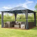 Produktbild: TOOLPORT Sunset 4x4 m Hardtop Gartenpavillon, inkl. 4 Seitenteile, loft grey - (300170)
