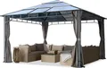 Produktbild: Gartenpavillon 4x4 m Polycarbonat Dach ca. 8 mm Pavillon 4 Seitenteile Gartenzelt in grau