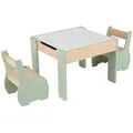 Produktbild: COSTWAY Kindersitzgruppe 3tlg. Kindertisch, aus Holz, mit 2 Stühlen grün