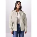 Produktbild: Blouson STREET ONE STUDIO, Damen, Gr. 46, beige (pearly sand), Stoff, Obermaterial: 100% Polyester; Futter: 100% Polyester, unifarben, normal normal, Rundhals, Bündchen, Jacken Blouson, mit Rundhalsausschnitt
