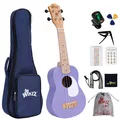 Produktbild: Winzz Ukulele Kinder Sopran, Ukulele Erwachsene Anfänger Set, 21 Zoll, mit 9 Zubehör, Kleine Einsteiger Kindergitarre 4 Saiten (Farbe: Violett, Holz)