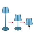 Produktbild: Außenleuchte Tischlampe Akku Tischleuchte Touchdimmer Flaschenaufsatz CCT, blau, USB-C, LED 3W 200Lm warm-kaltweiß, DxH 11,5x36 cm