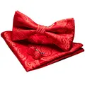 Produktbild: JEMYGINS Paisley Fliege und Einstecktuch mit Manschettenknöpfe Sets für Herren, Rot, M