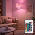Produktbild: Standleuchte Wohnzimmerlampe Stehlampe dimmbar RGB LED Fernbedienung Textil gold