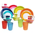 Produktbild: Melamin Geschirr Set 4 Personen 20 Teile Campinggeschirr bunt Trinkglas 450ml