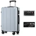 Produktbild: YONSLY Hartschalen-Trolley Premium Hartschalen-Reisekoffer, 4 Rollen, TSA-Schloss, YKK-Reißverschluss, austauschbare Rollen/Griffe silberfarben 66 cm