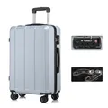 Produktbild: YONSLY Premium Reisekoffer TSA-Schloss,YKK-Reißverschluss Hartschalen-Koffer Trolley Rollkoffer Suitcase Handgepäck 4 Rollen (Silber, L)