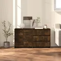 Produktbild: 2-tlg. Sideboard Räuchereiche Spanplatte 140x41x75cm 140x41x75