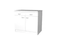 Produktbild: Küchenunterschrank 100 cm Weiß - Rapido - 2 Schubladen und 2 Türen