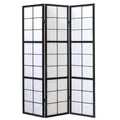 Produktbild: Homestyle4u 281, Paravent Raumteiler Innen 3 teilig Holz Schwarz Trennwand Reispapier Weiß Höhe 175 cm