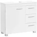 Produktbild: VASAGLE Waschbeckenunterschrank Badezimmerschrank Badschrank Breite 70 cm, mit 3 großen Schubladen, 2 Fächer hinter der Tür weiß 70 cm x 64 cm x 30 cm