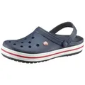 Produktbild: Crocs Crocband Clog Sommerschuh, Gartenschuh, Poolslides, mit farbiger Laufsohle blau|rot 46 EU (M12W14)