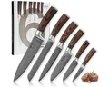 Produktbild: Wakoli Messer-Set Edib 6er Damastmesserset I Küchenmesser Kochmesser I 8 - 20 cm Klingen (Damastmesser mit Geschenkbox, 6-tlg., 6er Damastmesser-Set mit Geschenkbox), 67 Lagen Damaststahl, VG-10 Stahlkern