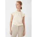 Produktbild: comma Kurzarmbluse Bluse Satinbluse mit Raffung beige 34 EU