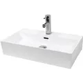 Produktbild: ECD Germany Waschbecken 605x365x130 mm aus Keramik Eckig Weiß Aufsatzwaschbecken