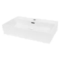 Produktbild: ECD Germany Waschbecken Waschtisch - 605x365x130 mm - aus Keramik - Eckig - Weiß - Aufsatzbecken Aufsatzwaschbecken Waschschale Handwaschbecken Aufsatzwaschtisch Spülbecken Wasserfall Waschschüssel