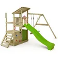Produktbild: Spielturm Klettergerüst FruityForest mit Schaukel & Rutsche, Kletterturm mit Sandkasten, Leiter & Spiel-Zubehör - apfelgrün - Fatmoose