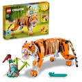 Produktbild: LEGO 31129 Creator Majestätischer Tiger, Panda oder Fisch, 3-in-1 Tierfiguren-Set, Spielzeug für Kinder, Jungen und Mädchen, Konstruktionsspielzeug mit Tieren