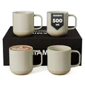 Produktbild: MIAMIO – Kaffeetassen Set 4er / Kaffee Becher Keramik (500 ml) für Kaffee, Cappuccino, Latte Macchiato, Tee, Espresso/Spülmaschinen- und mikrowellengeeignet– Sierra Kollektion (Hell, Becher(4x))