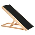 Produktbild: PawHut Hunderampe für Bett und Couch Faltbar Haustierrampe mit 4 Einstellbare Höhe von 26 bis 61 cm, Anti-Rutsch-Pad 90 cm Hundetreppe für großen Hund unter 40 kg Schwarz+Naturholz