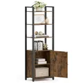 Produktbild: VASAGLE Bücherregal, 6 Ebenen, Regal, Standregal mit Türen, Metallrahmen, verstellbaren Ablagen, 24 x 40 x 159,5 cm, für Wohnzimmer, Schlafzimmer, vintagebraun-tintenschwarz LLS132K01