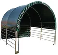 Produktbild: P. Lindberg Weidezelt für Pferde Weideunterstand 3x3m wetterfeste PVC Plane grün 610 g/m² Stallzelt Sturmfest Winterfest offene Seiten