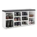 Produktbild: KOMTO Schuhbank mit Sitzfläche - Schuhregal Weiß 104 x 50 x 30 cm Schuhschrank mit Sitzbank Flur Bank mit Stauraum Garderobenbank Sofia