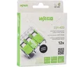 Produktbild: Wago 221-423 Verbindungsdosenklemme 4 mm² 3-Leiter Hebelklemme grün 12 Stück