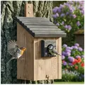 Produktbild: Zooprinz Nistkasten Vogelhaus für Wildvögel Wetterfest Vollholz Vogelhäusschen, Klappbare Front, Räuberschutz, Braun Pultdach braun Pultdach | 19.2 cm x 27 cm x 16 cm