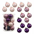 Produktbild: Weihnachtsdeko: 16 Glaskugeln Rosa Lila 8cm Matt/Glänzend, Festlicher Baum schmuck